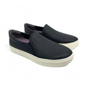 Dr. Scholl's Nova Slip On Sneakers Black Vegan Leather White Rubber Platform 9